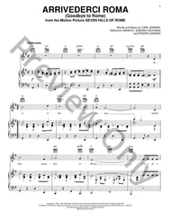 Arrivederci Roma (Goodbye to Rome) piano sheet music cover